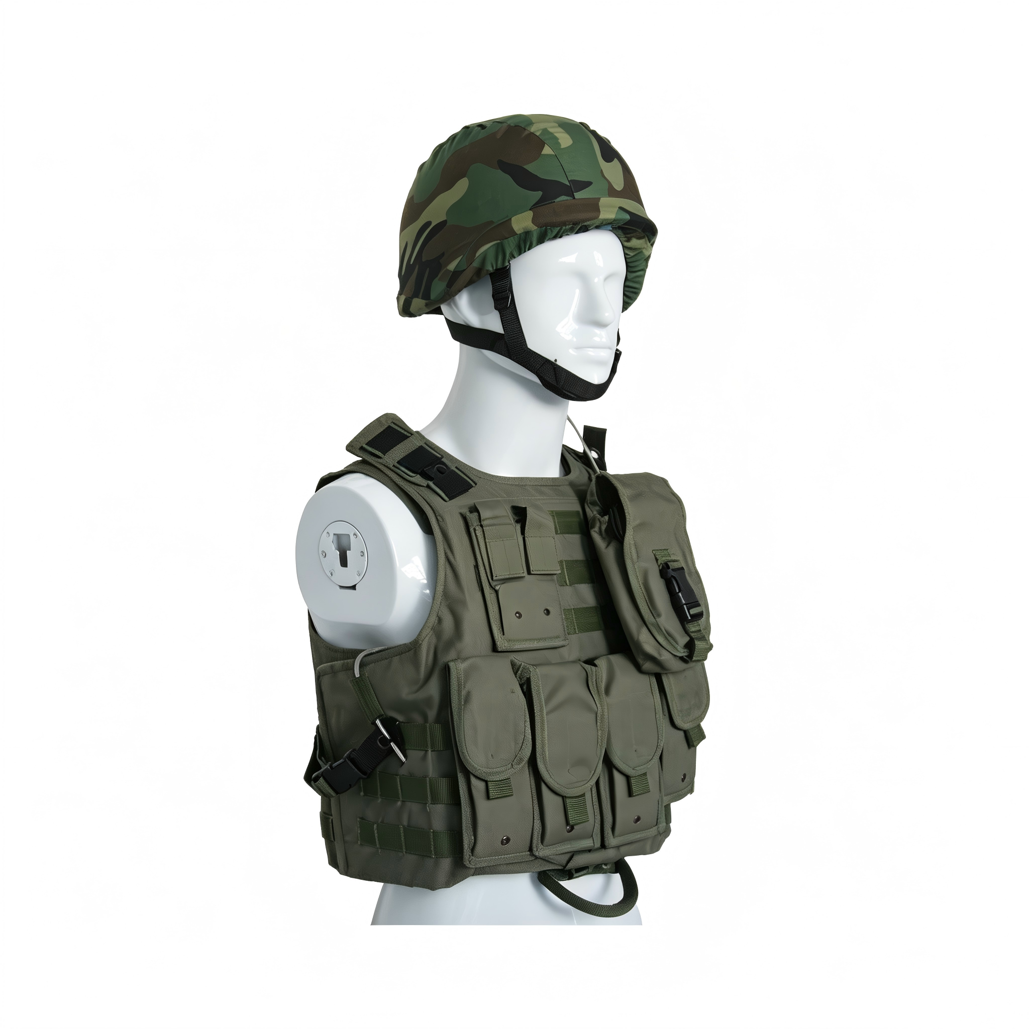 PE Level III tactical ballistic vest front product view in tactical green carrier
